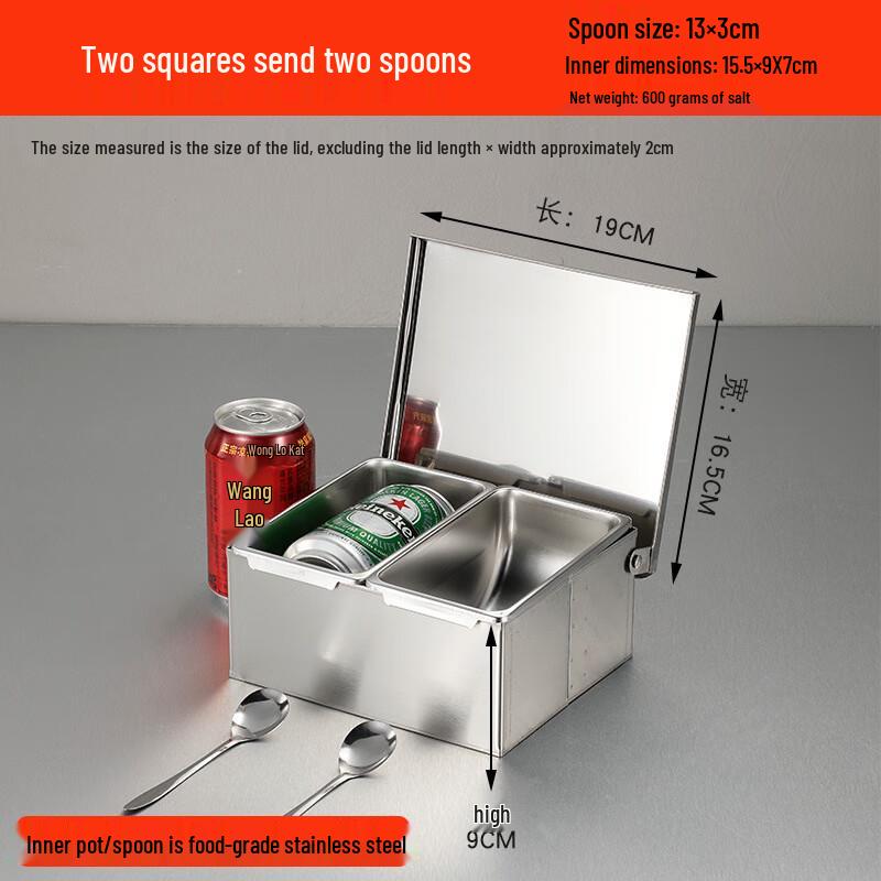 

ZISIZ Stainless Steel Flip-Lid Condiment Box