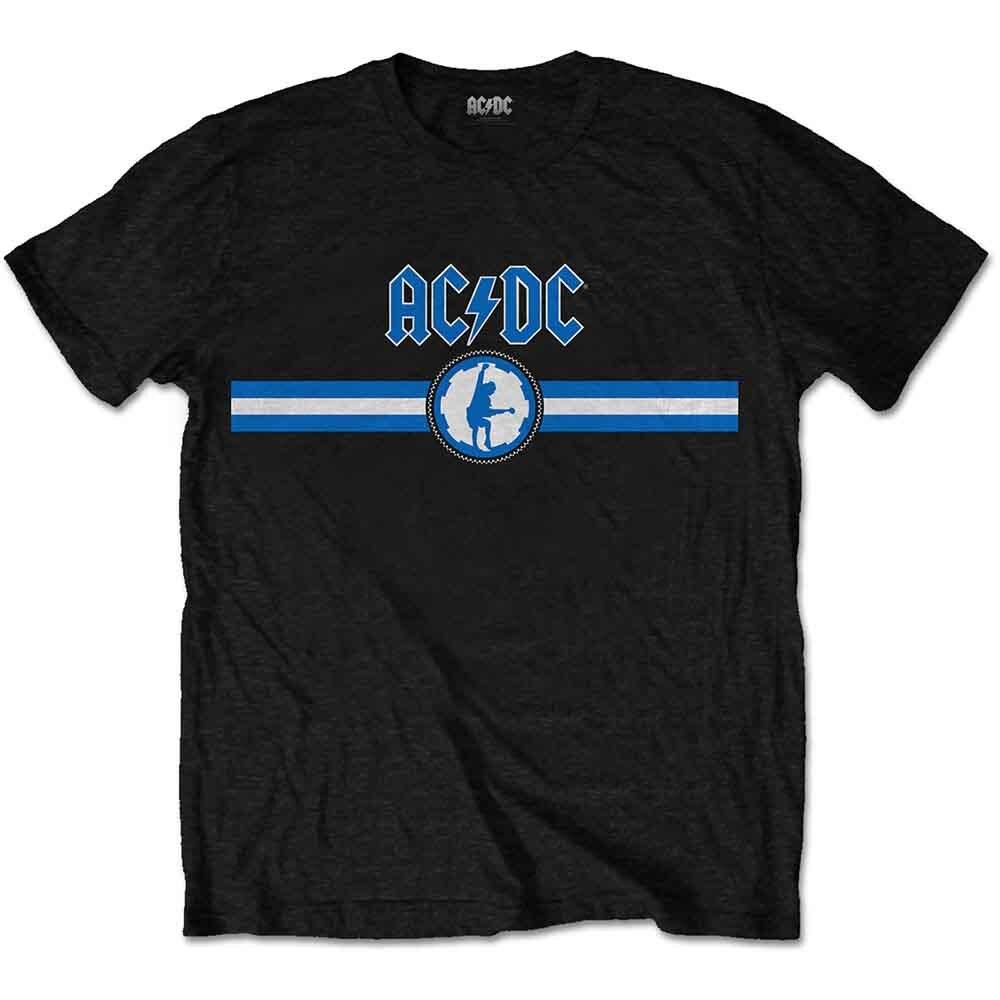 AC/DC Blue Logo Stripe T-Shirt Black New Unisex T-Shirt S