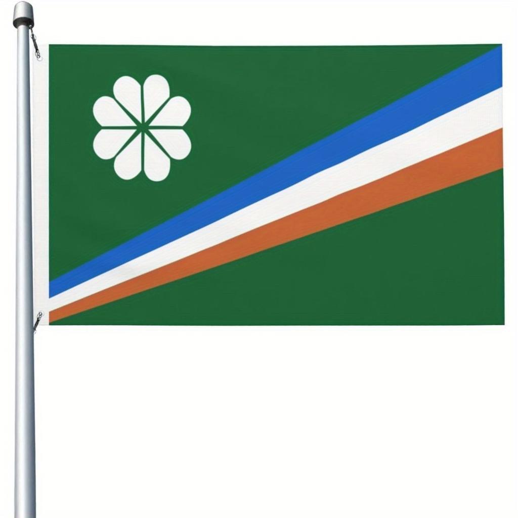 2D Flat, 1pc Kwajalein Atoll Flag, Fresh Green Background with White And Orange Stripes, Durable, Indoor And Outdoor Decor, Suitable for Courtyards, G