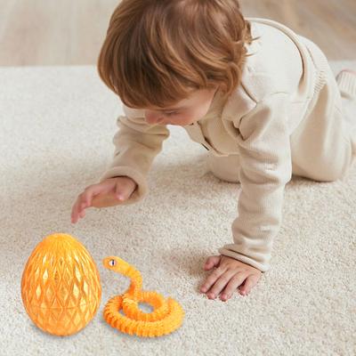 3D-gedruckte Schlangenei-Figur Bewegliche Gelenke Schlangenfigur Schreibtisch-Fidget-Spielzeug Ei mit beweglicher Schlange innen Dekoration Ornament