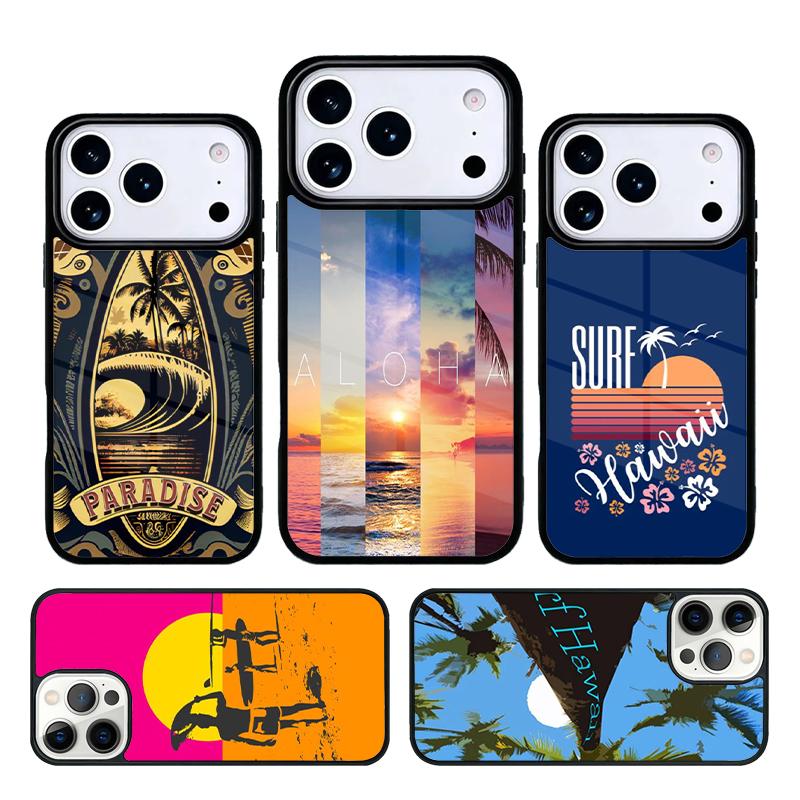Surfing Hawaii Paradise Phone Case For iPhone 17 AIR 16 Pro Max 15 14 Pro 11 12 13 Shockproof Silicone Cover