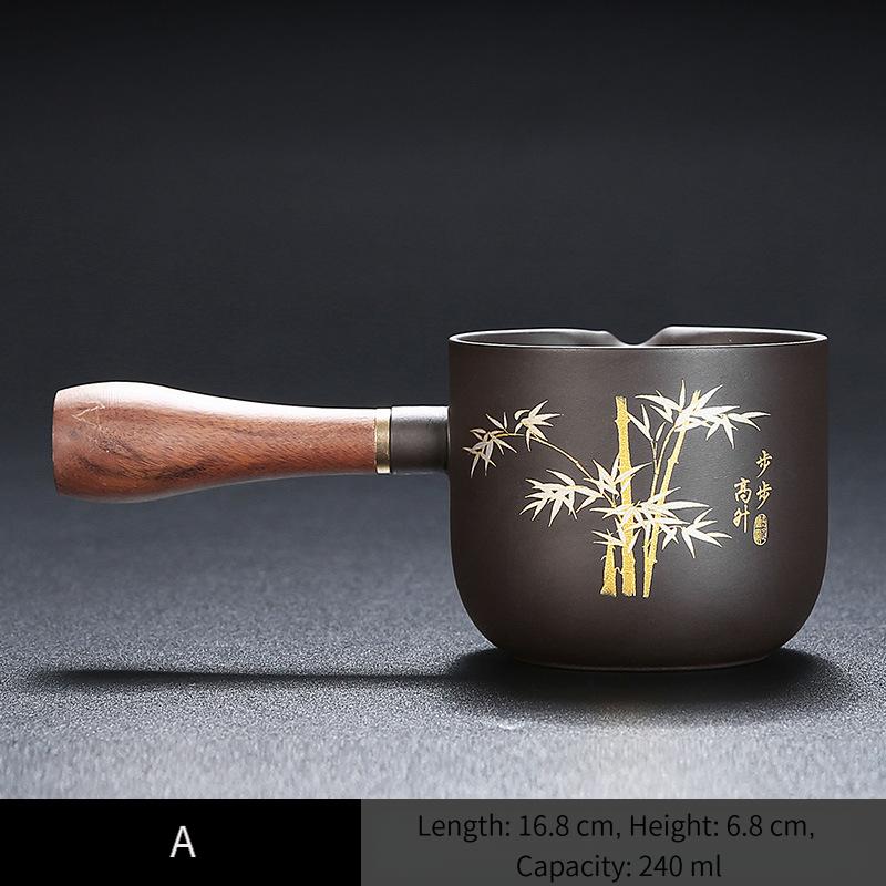 Purple Clay Gongdao Cup with Gold Trimming Ceramic Gong Cup Even Cup Kung Fu Tea Set Tea Sea Tea Divider Tea Strainer Accessories