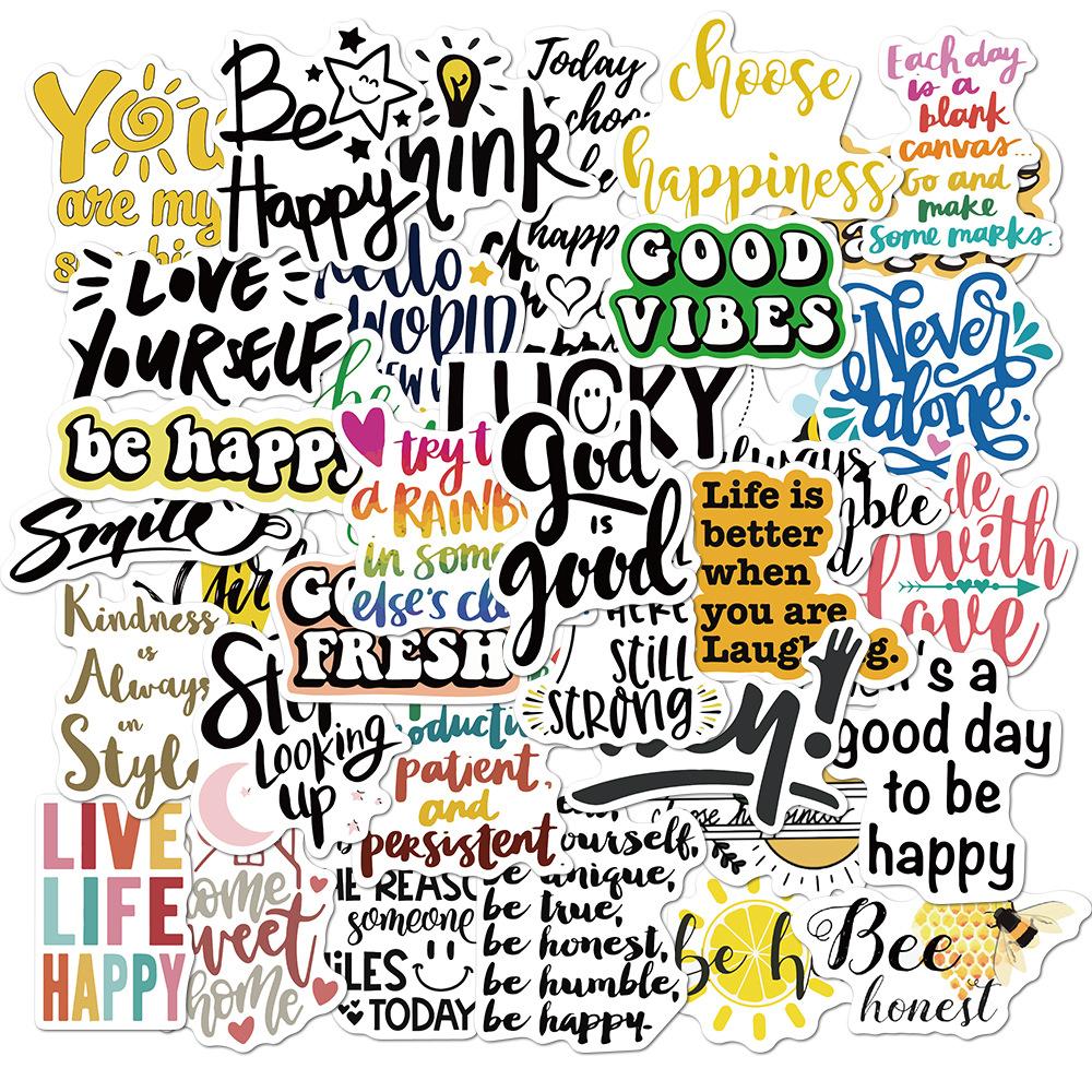 50 Inspirational English Slogans Graffiti Stickers Decorate Suitcases Without Leaving Glue and Waterproof