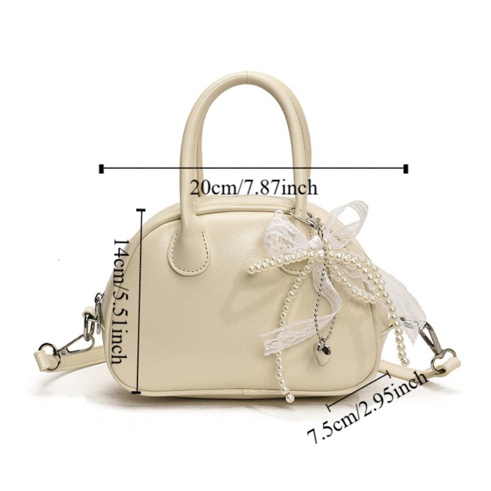 PU Leather Bowling Shoulder Bag Sweet Pillow Handbag Elegant Boston Crossbody Bag Girls/Female