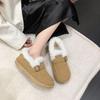 Large Size Cotton Shoes Winter New Round Toe Deep Mouth Suede Metal Buckle Soft Sole Anti-slip Wear-resistant Flats