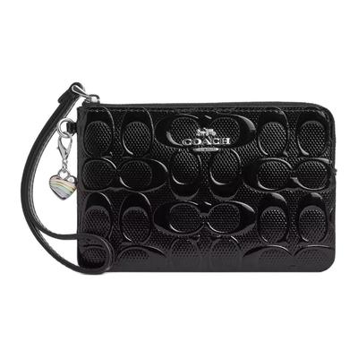 Corner Zip Ristretto 16 Leather Handbag With Iconic Heart Charm Women Handbags Black CDY96-SVBK