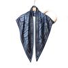 Vintage Chinese Style Floral Printed Black White Soft Imitated Silk Triangle Neck Scarf