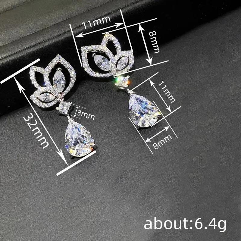 New High End Personalized Water Drop Design Earrings Inlaid With Zircon Geometric Zircon Light Luxury Elegant Charm Jewelry