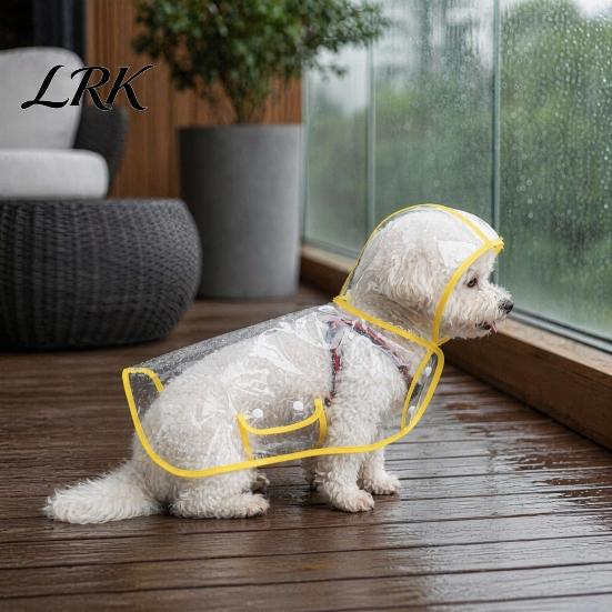 Transparent Dog Raincoat Clear Poncho, Waterproof EVA Rain Suit for Small Medium Dogs, with Leash Hole Pet Jacket Hood And Hole, Teddy Bichon Outdoor