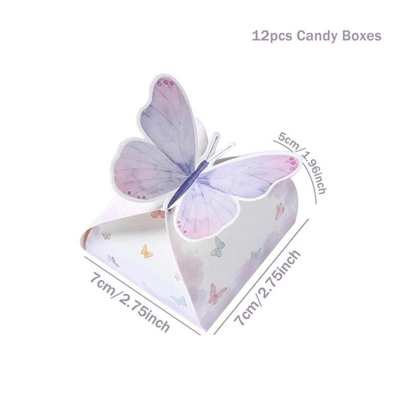 Butterfly Candy Gift Box Pink Purple Butterfly Birthday Party Decorations Kids Wedding Supplies Baby Shower Cookie Biscuit Box