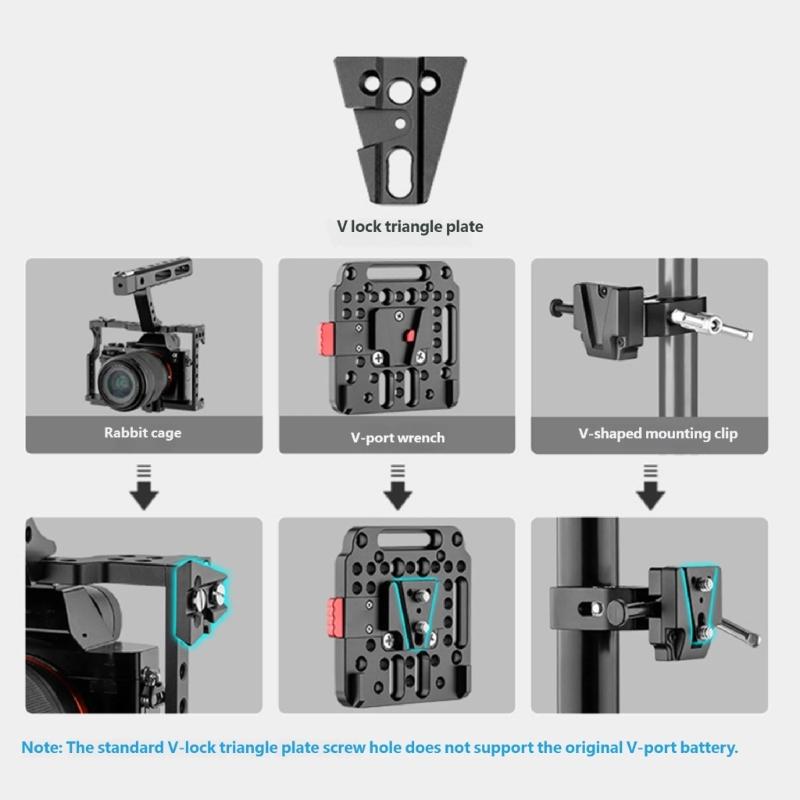 Quick Release Mounting Plate for Camera Cage Featuring V Type Design Aluminum Alloy for Fast Setup in Studios