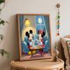 Disney Mickey Minnie Reading Oil Paint Art Painting Kit Home Wall Decor Handmade Gift Relaxing Time Cozy Lounge Room Modern Art Decor