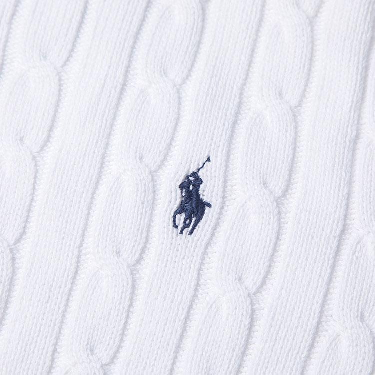 Polo Ralph Lauren SS23 Solid Color Logo Embroidered Cable Knit Sweater Women sweater White 211747397002
