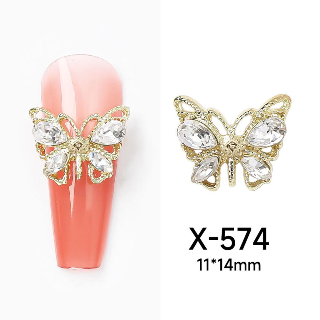 10Pcs Shiny Alloy Butterfly Nail Charms Metal Butterfly Nail Gems Nail Rhinestone 3D Gold Silver Nail Charm Nail Jewelry