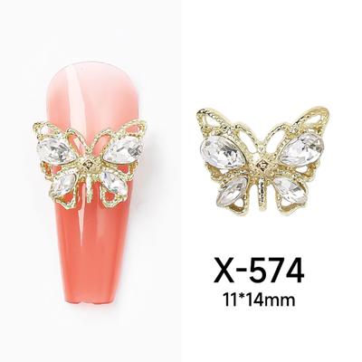 10Pcs Shiny Alloy Butterfly Nail Charms Metal Butterfly Nail Gems Nail Rhinestone 3D Gold Silver Nail Charm Nail Jewelry