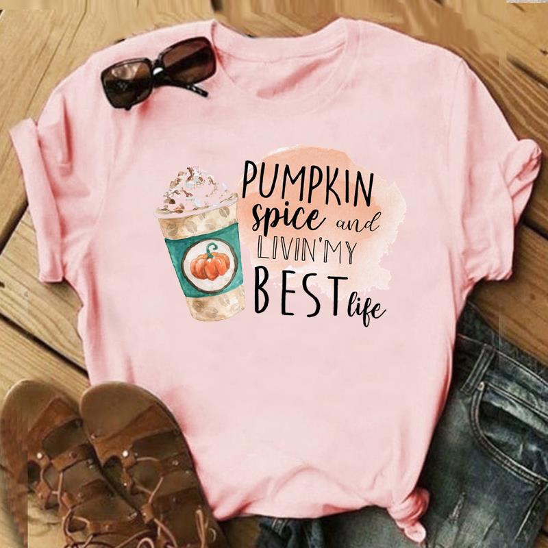 Autumn Maple Leaf Halloween Thanksgiving Print ShortSleeved TShirt European American Style Aesthetic Top for Unisex Women