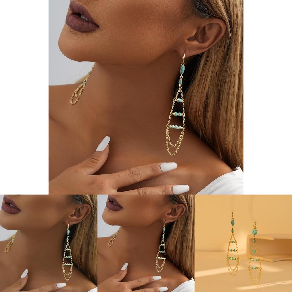 Modern Irregular Natural Stone Earrings With Elegant Gold Plating And Fringe