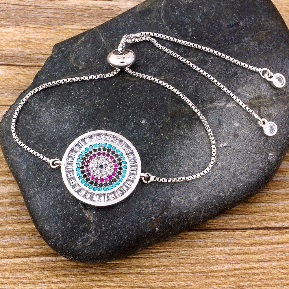 AIBEF Hot Sale Lovely Heart Rainbow Adjustable Bracelet Bangle Cubic Zircon Chain Bracelet Women Jewelry Birthday Gifts