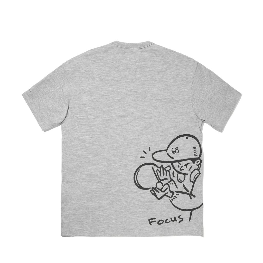 Li Ning Comfortable Simple Round Neck Loose Pullover Breathable Short Sleeve T-Shirt Unisex Tops Flower-Gray Light-Gray AHSVB45-3
