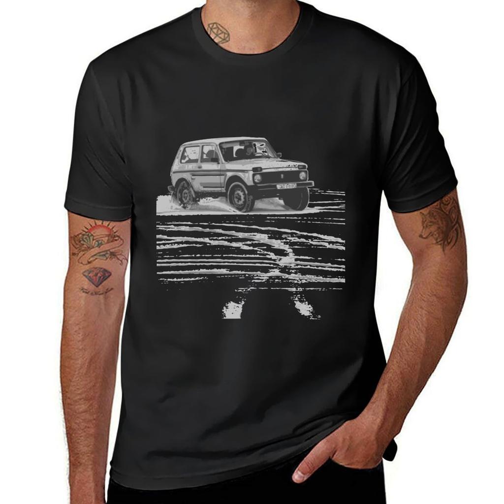 T-shirt Lada Niva Drifting Anime Vintage Abbigliamento Uomo