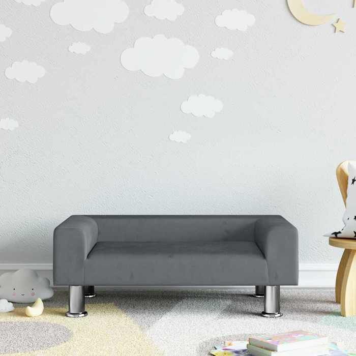 VidaXL Children's Sofa Dark Grey 70x45x26.5 Cm Velvet 3196331