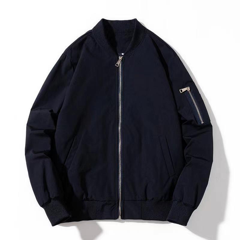 Men's and Women's Spring Autumn Flight Jackets Solid Color Stand-up Collar Jackets Windbreaker Large Size