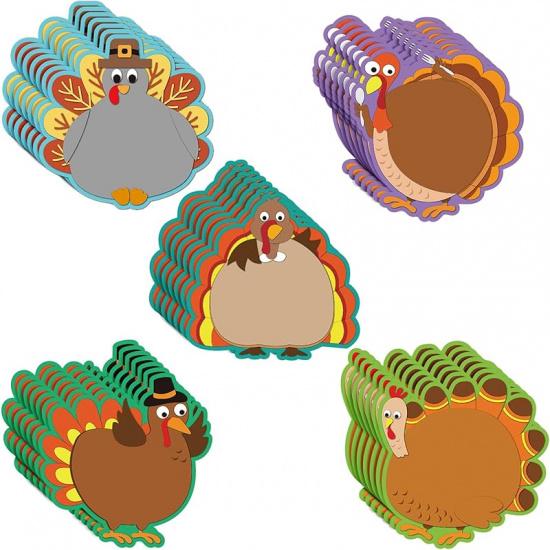 Blulu 40 Pcs Thanksgiving Turkey Cut-Outs Versatile Classroom Decoration Creative Turkey Cut-Outs for Bulletin Board Classroom School Fall Theme