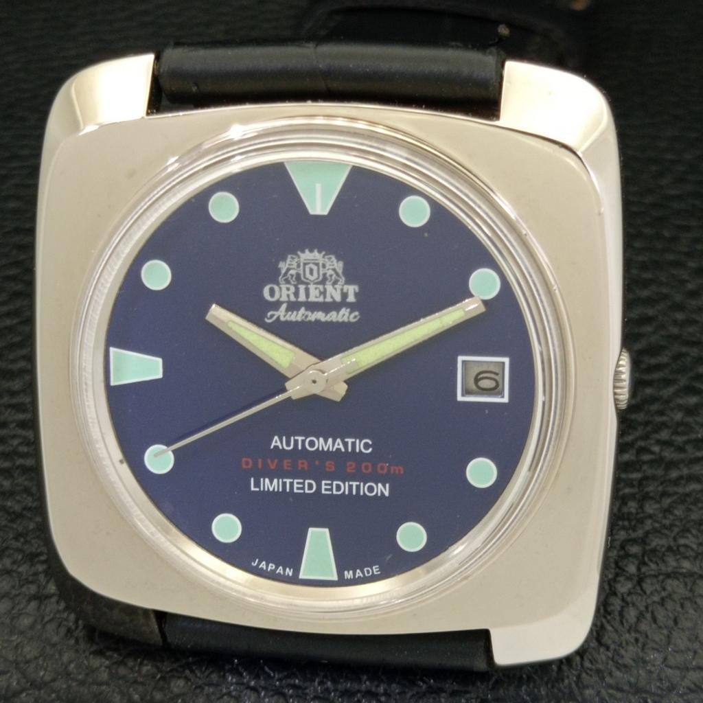 BRUKT ORIENT AUTOMATISK 46941 JAPAN HERRE DATO BLÅ FARGE SKIVE KLOKKE a432832-2 R113-a432832