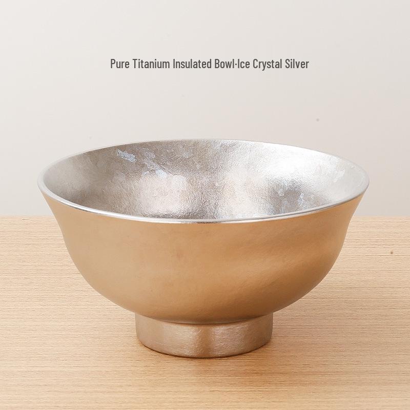 Хрустальная чаша Miboshi из чистого титана — защита от ожогов, падений, двухслойная конструкция, легкий вес, высококачественная вакуумная конструкция.