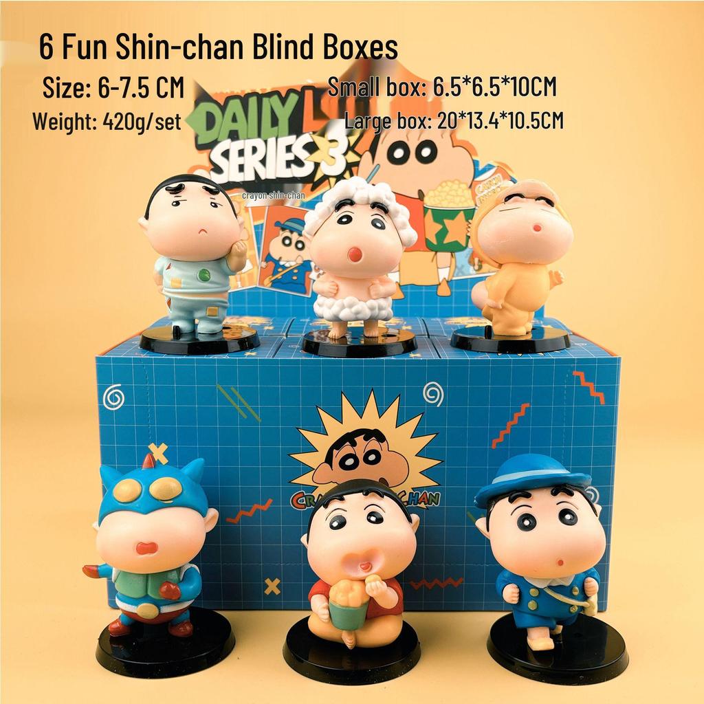 Shin-chan Crayon Nohara Anime Blind Box Figurine - Trendy Cartoon Model Ornament Toy.