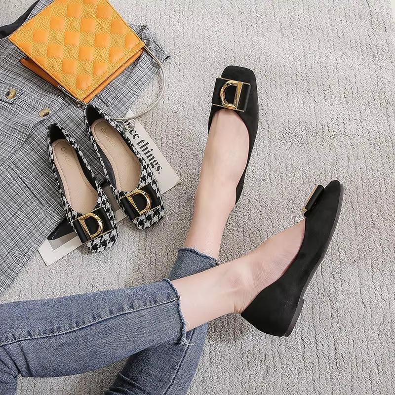 Mote Damesko Super Stor Størrelse 42 43 44 45 Ballerinas for Damer Ny Firkantet Tå Vår Høst Luksussko Kvinner