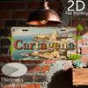 2D Flat - 1pc Retro Aluminum Plate | Cartagena Decorative Plaque & Statues, Vintage Wall Art, City Sign