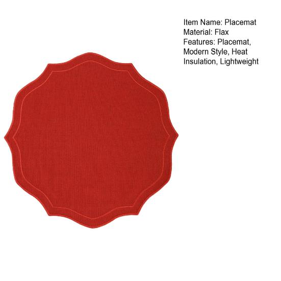 Linen Placemats with Embroidery Overlocking Dining Placemats Durable Anti-Slip Table Protector for Hotel Restaurant Kitchen