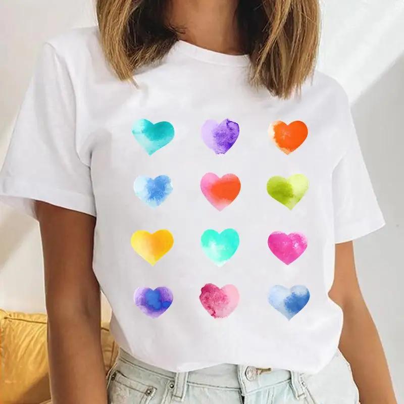 Damen Hunde PFOTEN Liebe Muster Cartoon T-Shirt Kurzärmelig Lässig Harajuku Stil Kurzärmeliges Grafik T-Shirt