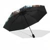 1pc Stained Glass Cat Design Automatic Opening Folding Umbrella with 8-Bone Iron Frame - Portable Outdoor for Fans, Travelers, Everyday Use, Festive G