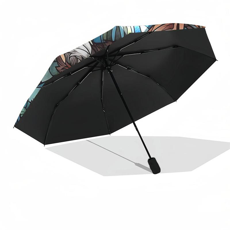1pc Stained Glass Cat Design Automatic Opening Folding Umbrella with 8-Bone Iron Frame - Portable Outdoor for Fans, Travelers, Everyday Use, Festive G