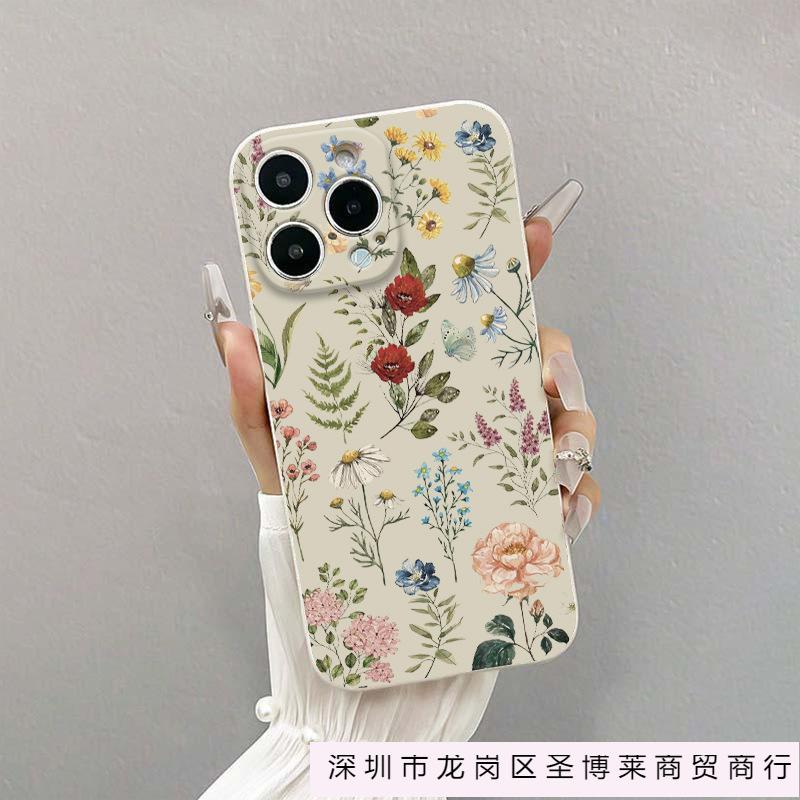 Colored flower bushes for iPhone16plus Apple 11/12/13/14/15Promax mobile phone case