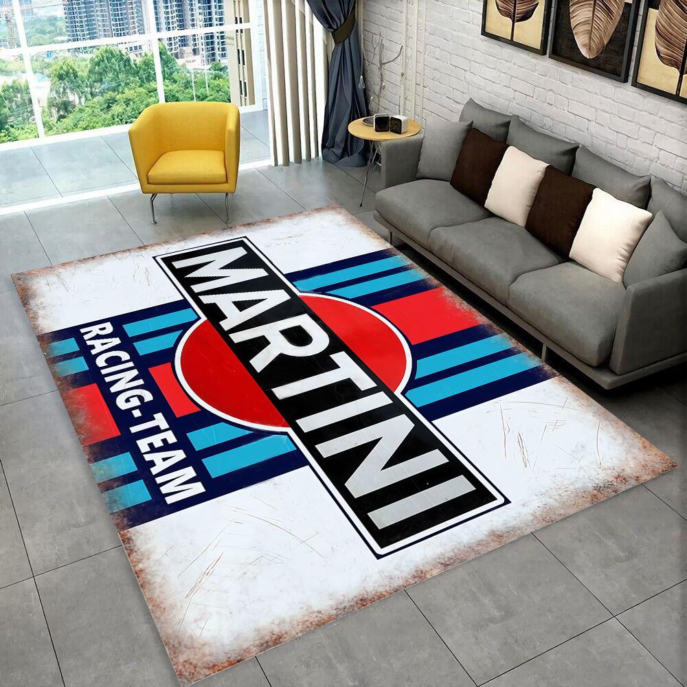 3D logo závodního auta M-Martini Moto Koberec pro domácí obývací pokoj ložnici pohovku Rohožka Dekor, dětská hrací protiskluzová podložka Dárek