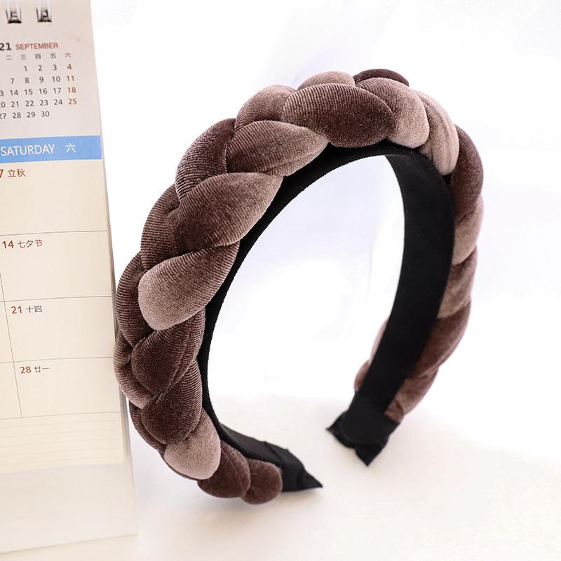 Fluwelen Gevlochten Haarband Hoofdband voor Vrouwen Meisjes Haaraccessoires gray