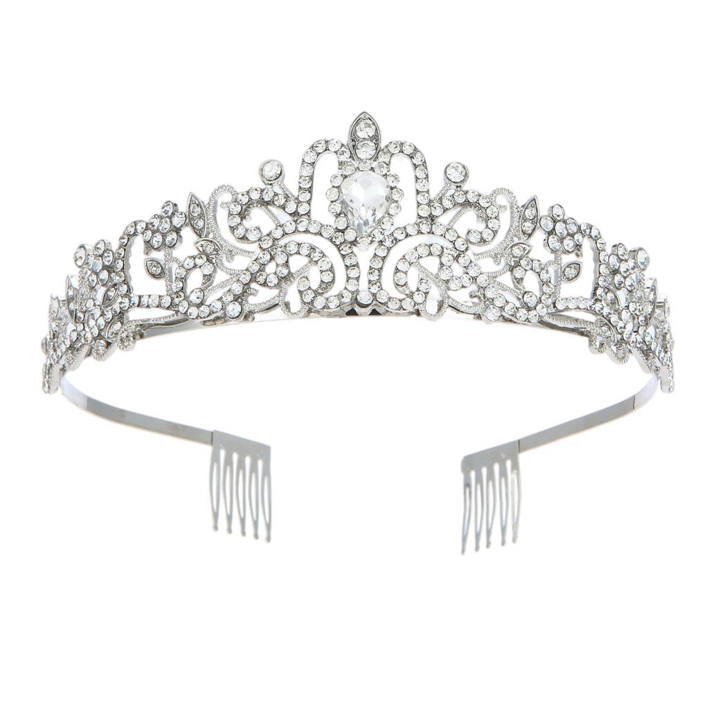European & American Fashion Alloy Crystal Black Crown Headband for Brides & Halloween Parties
