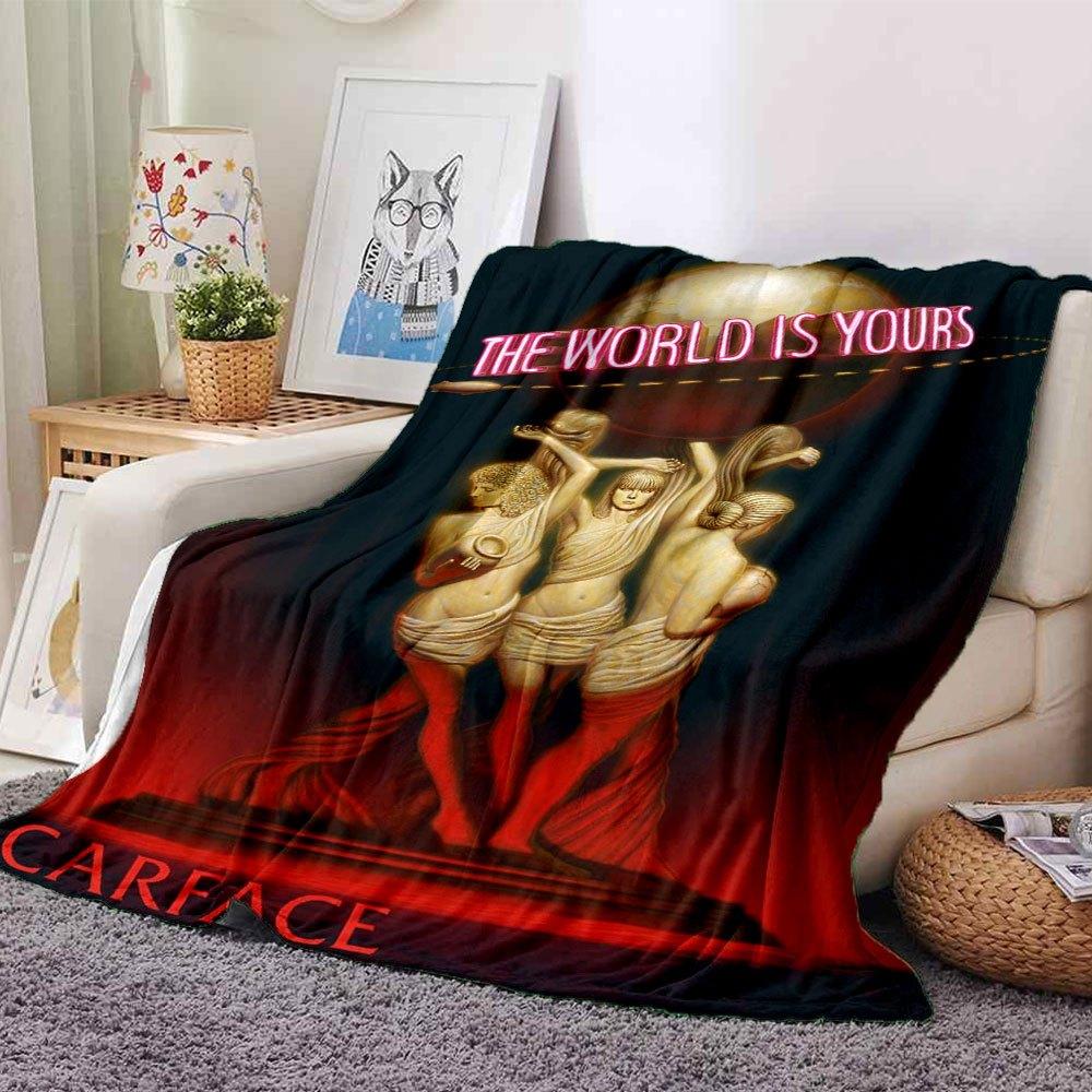 

1pc Scarface-Inspired Flannel Blanket - Soft Cozy All-Season Throw for Bedroom, Sofa, Camping, Travel - Perfect Gift for Movie FansB69 80cmx120cm(31inx47in)