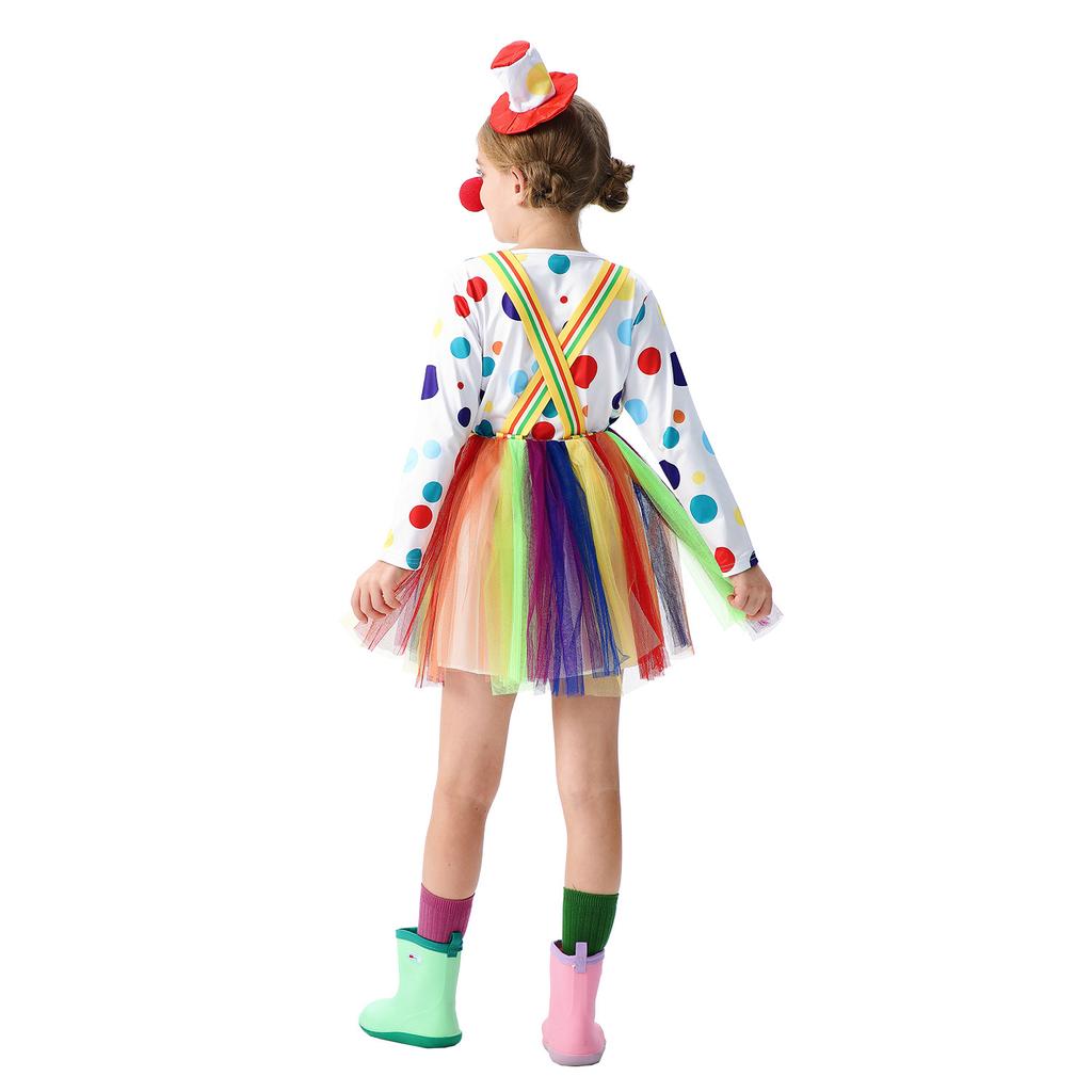 Halloween Children's Clown Costumes Funny Performance Costumes Stage Catwalk Dance Costumes Rainbow Tutu Children's Clothing
