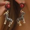 Vintage Zebra Hängeohrringe für Damen Schwarz Gold Tier Statement Ohrringe Modeschmuck für Party Tägliches Tragen