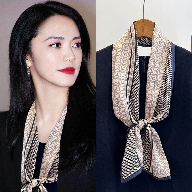 100% mulberry silk long silk scarf neck senior sense 2025 new fashion foreign high-end streamer scarf