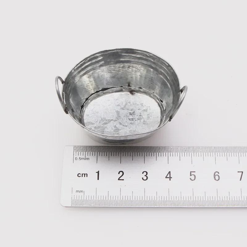 Dollhouse Mini Iron Bucket Laundry Basin Tinplate Plant Pot - Children's Portable Bucket