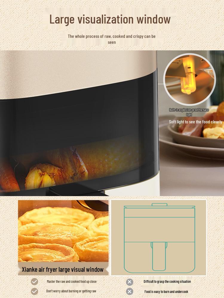 Xianke Smart Air Fryer: Large Capacity, Smokeless, Fully Automatic with Mechanical Timer