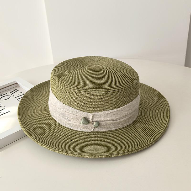 

Color summer, dopamine fine papyrus flat top top top top hat summer flat brim wide along straw hat female shade beach hat Adult (55-58cm) червоний