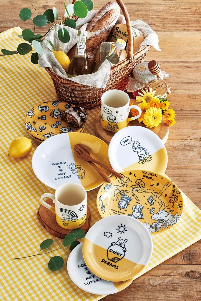 Misato Pottery Disney Winnie the Pooh Honey Yellow Mug Plate Set & 3530-02