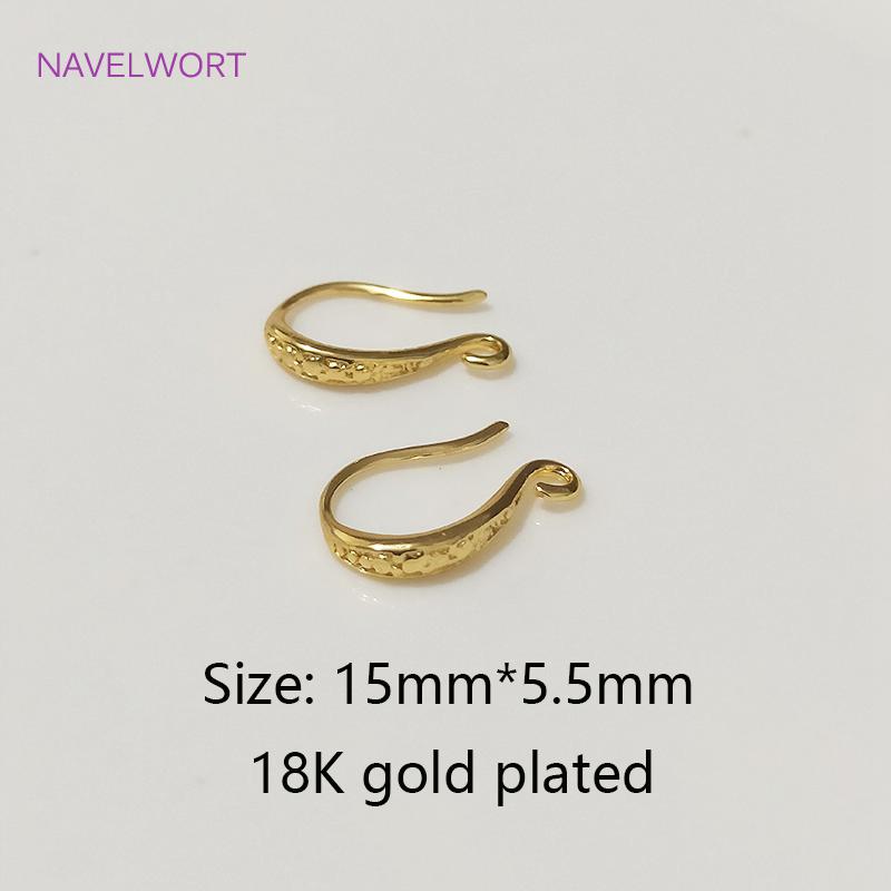 14K Gold Plated Flattened Ear Wire with Loop,Brass Earring Hook Fitting,Accessories For Earrings,DIY Jewelry Making Accessory