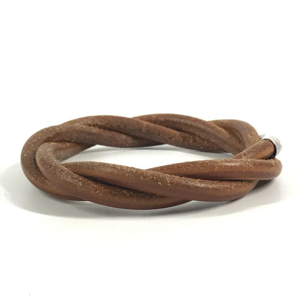 Hermes Tornado Breath Accessory Jewelry Bracelet Leather Brown/SilverHardware